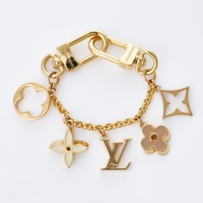 Louis Vuitton, Fleur de Monogram Gold-Tone Bag Charm Chain with Box