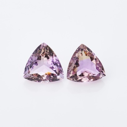 Loose, Pair of 17.95ct Trilliant-Cut Ametrines