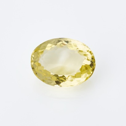 Loose, 19.25ct Oval Mixed-Cut Lemon Quartz