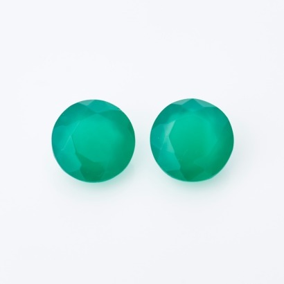 Loose, Pair of 12.50ct Round-Cut Dyed Green Chalcedony