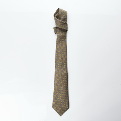 Herm&egrave;s, 100% Silk, Olive Grey Tie