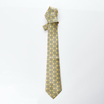 Herm&egrave;s, 100% Silk, Yellow Tie