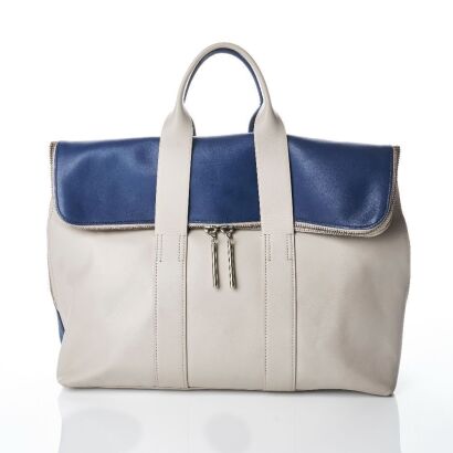 3.1 Phillip Lim, Blue & White Leather 31 Hour Tote Bag