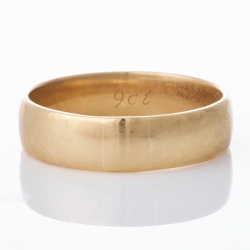 9ct Yellow Gold, 6.83mm Wide Plain Band, Size Z +4