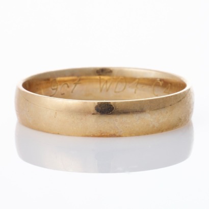 9ct Yellow Gold, 4.0mm Wide Plain Band, Size P