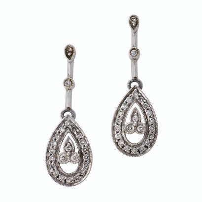9ct White Gold, 0.16ct Diamond Drop Earrings