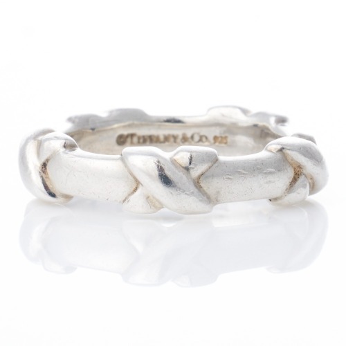 Tiffany & Co, Sterling Silver, Signature X Station Band Ring
