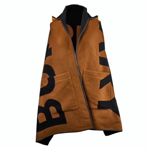 Burberry, Black / Brown, Wool Blended Reversible Jacquard Logo Hooded Cape