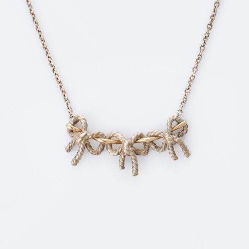 Tiffany & Co, Sterling Silver / 18ct Yellow Gold, Triple Ribbon Bow Necklace with Box