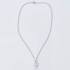 14ct White Gold, Cubic Zirconia Cross Pendant on Plated Chain