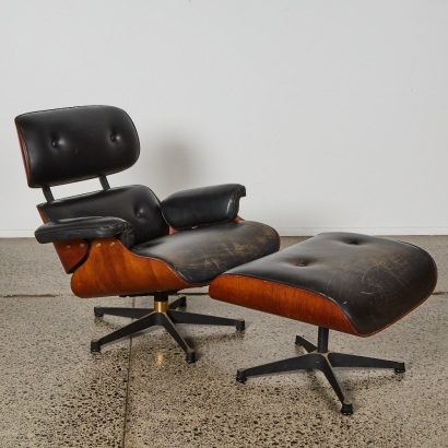 A New Zealand Made Lounge Chair and Ottoman After Charles and Ray Eames