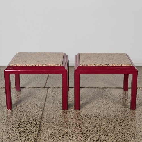 A Pair of Pink Marble Side Tables