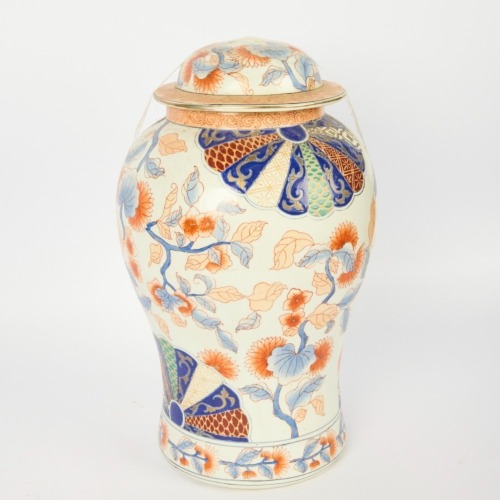 A Chinese Polychrome Floral General's Jar, Damaged Lid