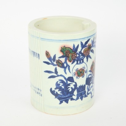 A Chinese Blue and White and Underglaze Red Brush Pot