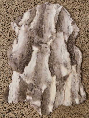 A Rabbit Fur Throw in Natural Grey
