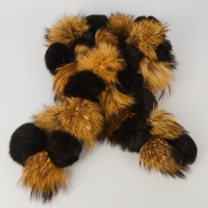 A Rabbit Fur Scarf in Black and Brown
