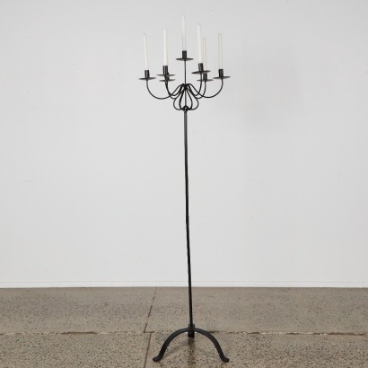 A Tall Floor Standing Wrought Iron Candle Holder
