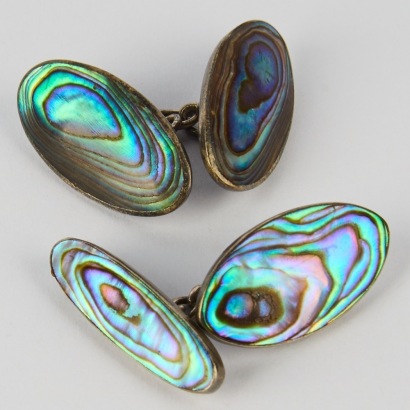 A Stg. Silver Paua Cufflinks