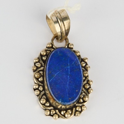 A German Silver Lapis Lazuli Tribal Pendant