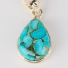 A Sterling Silver Chain with Turquoise Pendant - 2