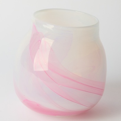 A Hand-Blown Rose Glass Vase
