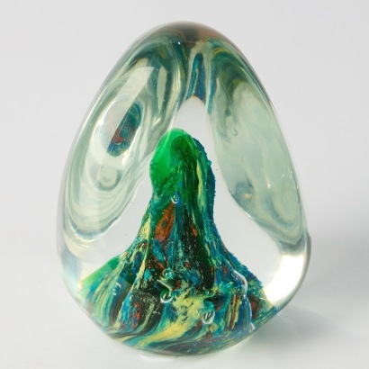 A Schmidth Rhea Undersea Pyramid Art Glass Paperweight
