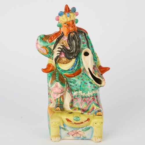 A Chinese Famille Rose Figure of Guan Gong (Hand Missing)