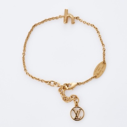 Louis Vuitton, LV & Me Letter H Gold-Tone Bracelet with Box