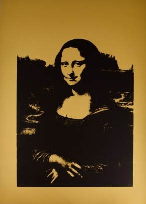 AFTER ANDY WARHOL Mona Lisa #4 Black on Gold