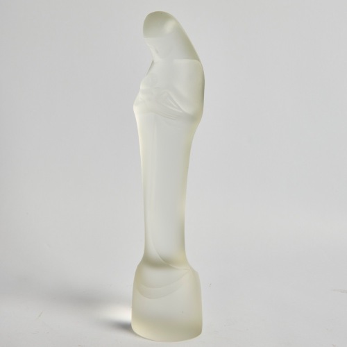 An Art Deco. Madonna and Child Crystal Figure by Leerdam