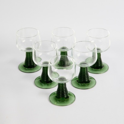 A Set of Six Vintage French Beehive Style Wine Glasses