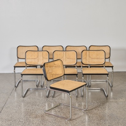 A Set of Eight Cesca Chairs Designed by Marcel Breuer Produced By Knoll Studio