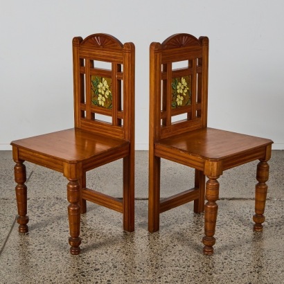 A Pair of Edwardian Kauri Hall Chairs