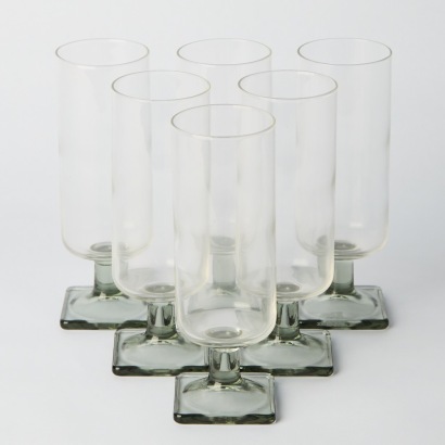 A Set of Six Mid-Century Federal Nordic Midnight Glasses
