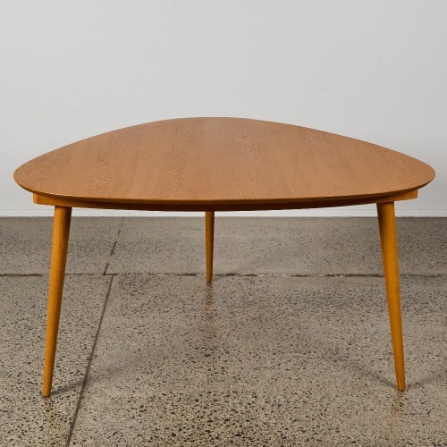 An Original Solid Oak Mid-Century Guitar-Pick Dining Table