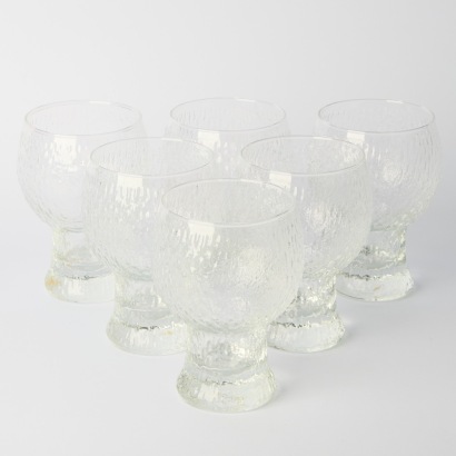 A set of six Mid-century Italian Ice Bark Glasses by Timo Sarpaneva