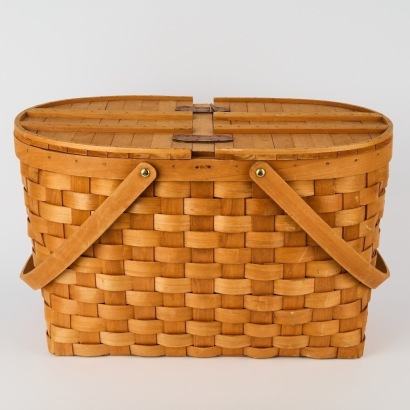 A Vintage Basketville Splint Weave Picnic Basket
