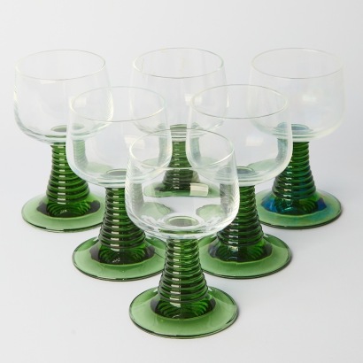 A set of six French Beehive Wine Glasses by Romer