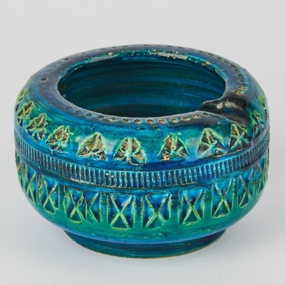 A Vintage Rimini Blue Ceramic Ashtray by Aldo Londi 1960s