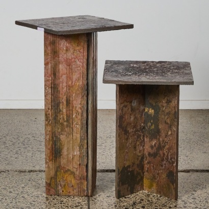 An Oxmonts Peacock Stone Sidetable Duo