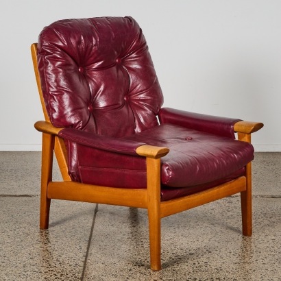 A Vintage Leather Mid-Century Armchair