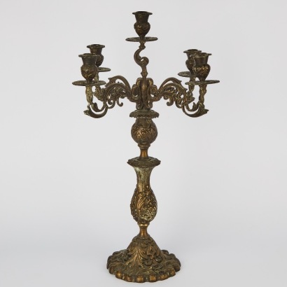 A Vintage Baroque Style Brass Candelabra