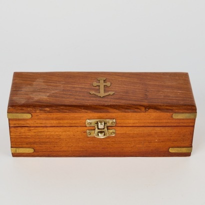 A Brass and Leather Telescope in a Wooden Box