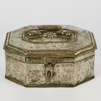 An Vintage Metal Paan Daan Container