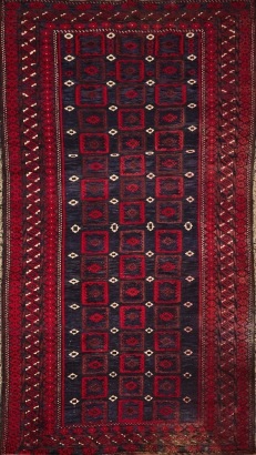 A Vintage Hand-Knotted Bokhara Rug
