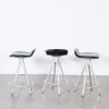 A Set of Three Aluminium and Black Leather Stools by Joan Casas Ortinez for Indecasa, Spain - 2