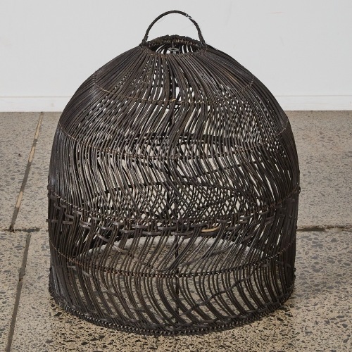 A Wicker Bell-Shaped Pendant Light Shade