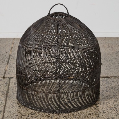 A Wicker Bell-Shaped Pendant Light Shade