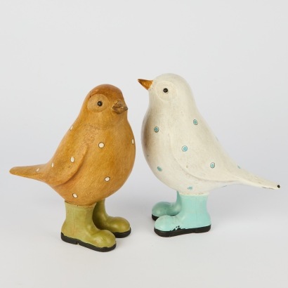 A Pair of Wooden Birds-in-Boots Figures