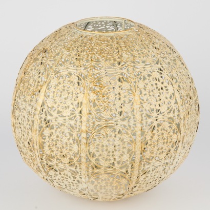 A Filigree Metal Pendant Light Shade in White and Gold Finish